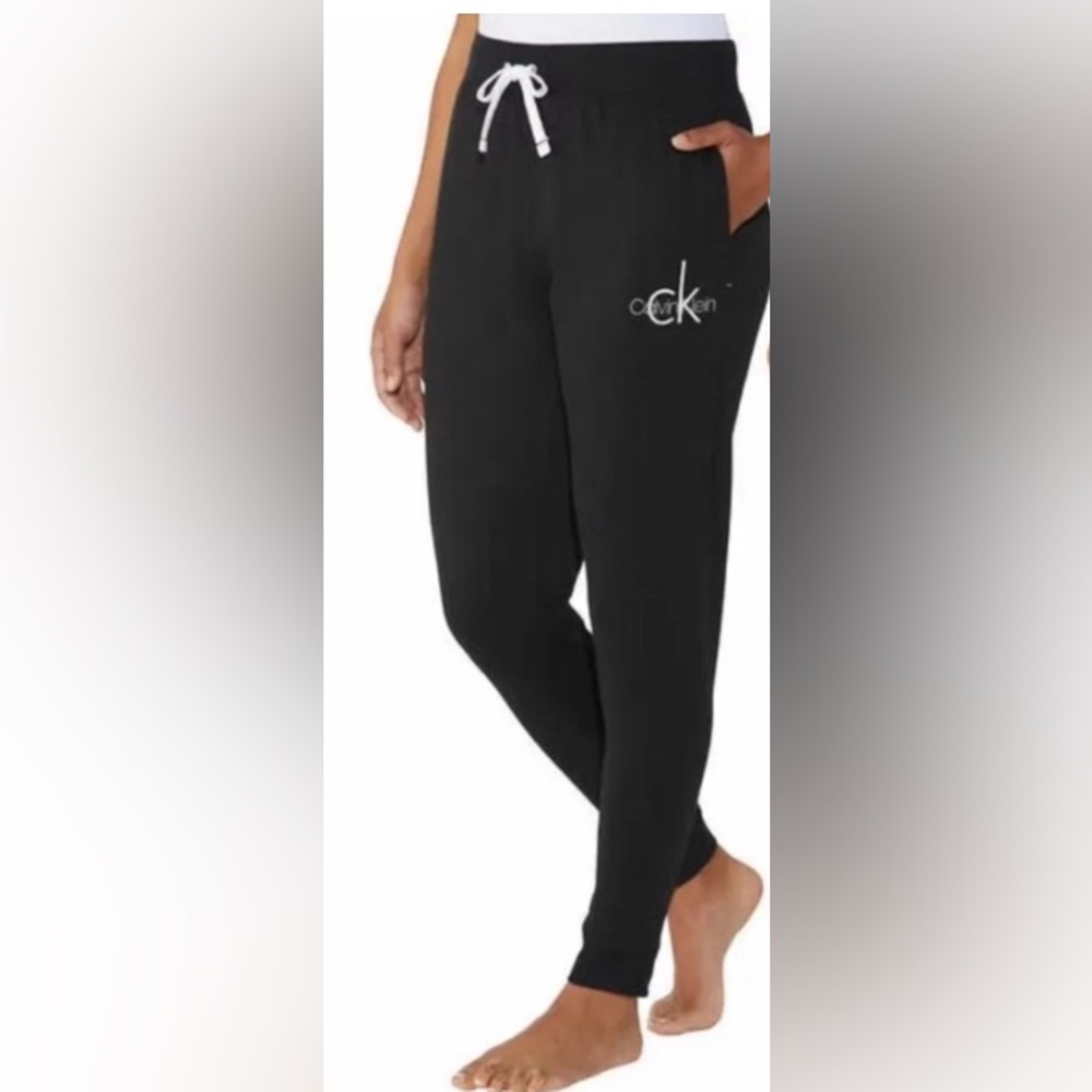 Calvin Klein Jogger Pants Women’s sz XL in French Terry drawchord Black NEW